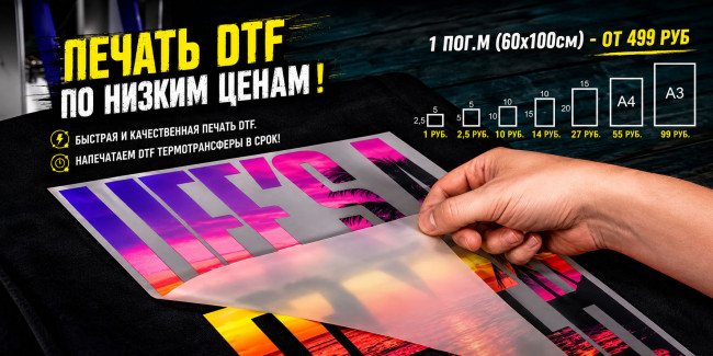 Качественный DTF термотрансфер по выгодным ценам! Закажите яркий, долговечный ДТФ термотрансфер с доставкой по всей России!